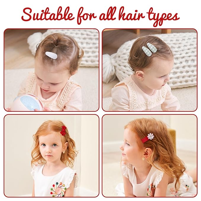 20PCS Christmas Toddler Hair Clips, Red & Green Hair Bows, Non-Slip Snap Barrettes & Daisy Ribbon Alligator Clips for Baby, Toddler & Girls
