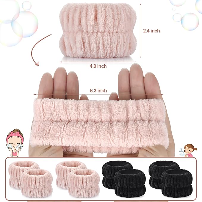 Wrist Bands for Washing Face, 4pcs Spa Face Washing Wristbands, Microfiber Arm Wrist Towels, Absorbent Wash Wristbands for Woman Men, Prevent Water from Spilling Down Your Arms