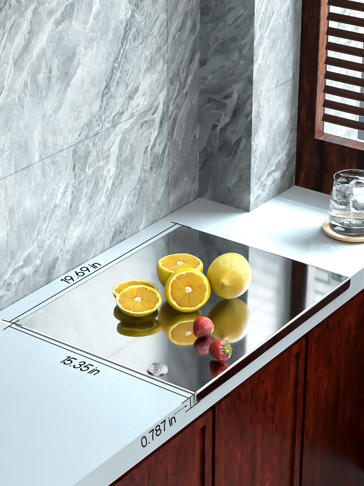 TaiSENtric Titanium Cutting Boards for Kitchen，Titanium Cutting Board Large， Dishwasher Safety, Easy to Clean, Cutting Boards Non Toxic, Non Slip&Low Noise Chopping Board(19.6 * 15.3)