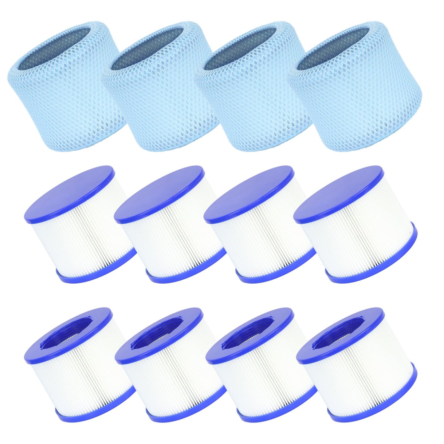 Lucasou 60% Denser Filter, High-Efficiency Screw-in Hot Tub spa Filters Replacement Compatible with All Relxtime, Aleko, Wejoy, Aquaspa Hot Tubs & Other Spas(8 Filters + 4 Filter Bags)