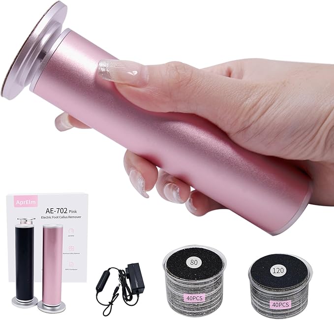 APRELM Electric Foot Callus Remover with 80pcs Sandpaper Discs, 4.8IN Longer Professional Callus Remover for Feet, Pedicure Tools Foot File for Dead Skin