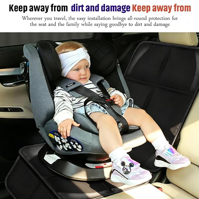 Bacgnyer Car Seat Protector, 1 Pack Carseat Seat Protectors with Thick Padding and Non-Slip Backing, Waterproof 600D Fabric Car Seat Cover for Baby Child Car Seats with 2 Mesh Pockets