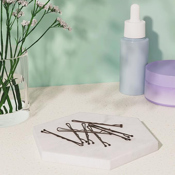 Amazon Basics No Slip Bobby Hair Pins, Brunette Brown, High Gloss for Comfortable All-Day Styling and Updos, All Hair Types, 72 Count