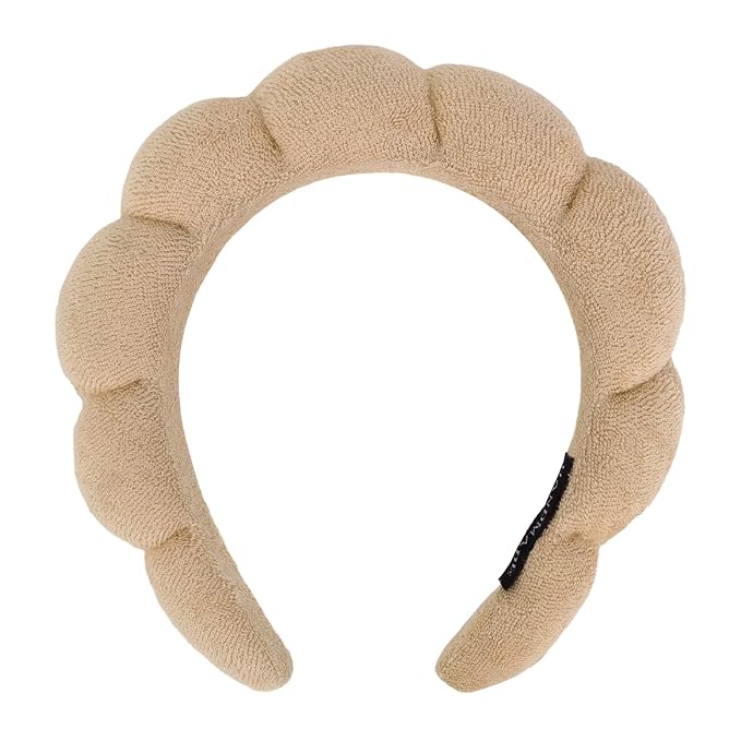 Women Spa Headband, Brown Terry Cloth - Headband for Washing Face, Makeup Removal, Skincare, Yoga, Sports, Hair Accessories, Unisex-Adults