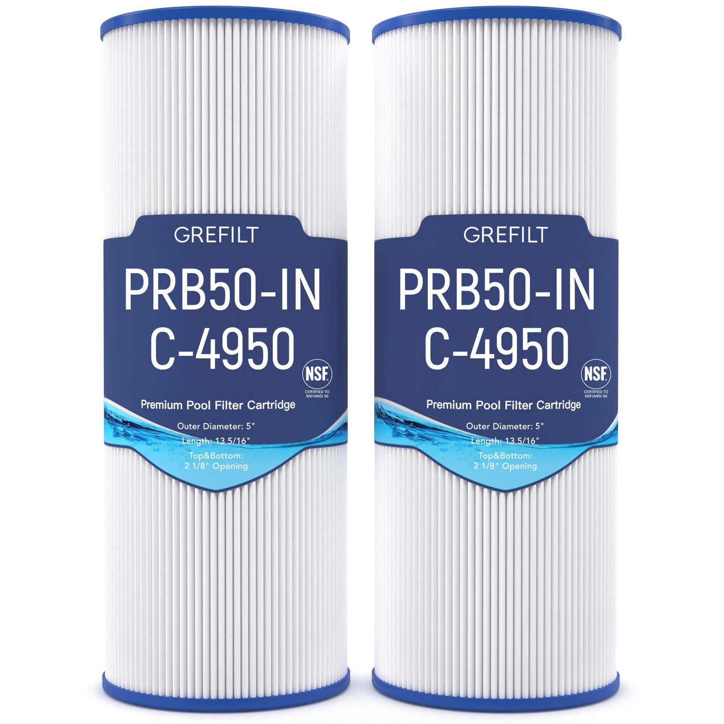 Grefilt C-4950 Hot Tub Filter Compatible with PRB50-IN Hot Tub Filter, Filbur FC-2390, J200, Guardian 413-212-02, 5X13 Drop in, 50 sq.ft, 2-Pack