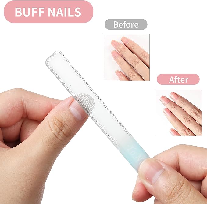 Nano Glass Nail Shiner Kit, 3-in-1 Manicure Tool-Nail Buffer for Shaping Buffing and Polishing Natural Nails, Fine Crystal Nail Files, Gifts for Women, Stocking Stuffers,