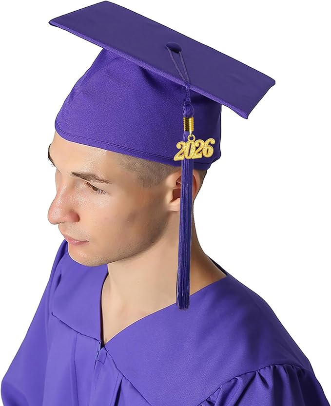 GraduationMall Matte Graduation Cap with 2026 Tassel for High School & Bachelor