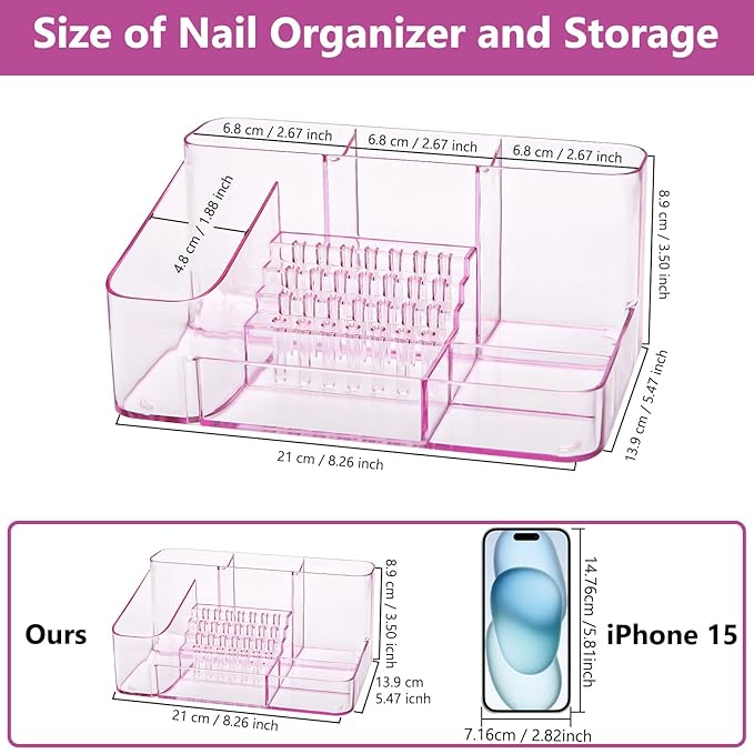 CGBE Nail Drill Holder, 28 Holes Transparent Acrylic Drill Bit Holder for Nails, Professional Nail Tool Organizer and Nail Desk Organizer -Pink (Not Including Nail Drill Machine & Bit)