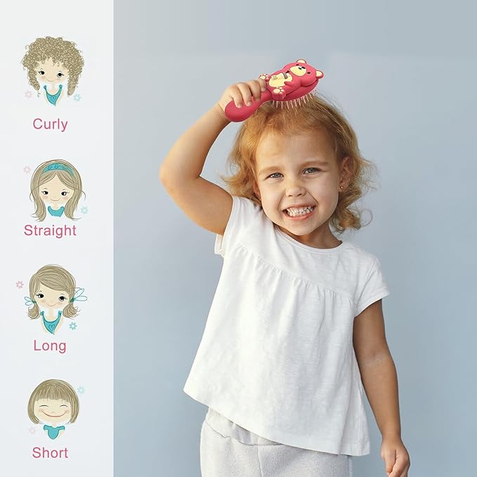 Mini Toddler Hair Brush Detangler Brush Kids Detangling Hairbrush Soft Massage Comb Small Travel Hair Brush for Thick Curly Thin Long ShortÃ¯Â¼ÂRedÃ¯Â¼Â
