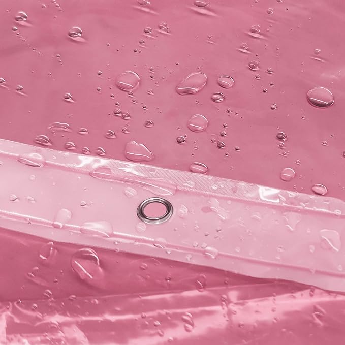 Barossa Design Shower Curtain Liner - Premium Clear Pink PEVA Shower Liner with 3 Magnets and Metal Grommets, Waterproof Lightweight Plastic Standard Size Bathroom Curtains - Translucent Pink