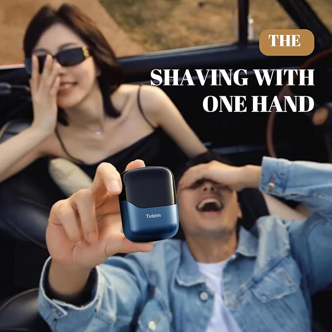 Tulzim Electric Foil Shaver for Men: Cordless Electric Razor for Face & Beard - 3 Floating Blades, 100-Min Runtime, USB-C Fast Charge, IPX7 Waterproof for Travel,Matte Blue