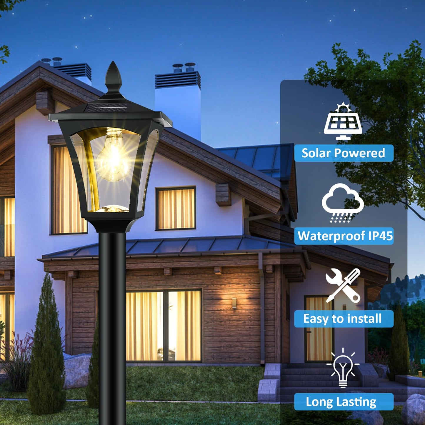 Derynome 72" Solar Outdoor Light with Planter,Waterproof Solar Post Lamp Ligts, Garden Lights for Backyard, Pathway, Patio,Lawn, Driveway Decor