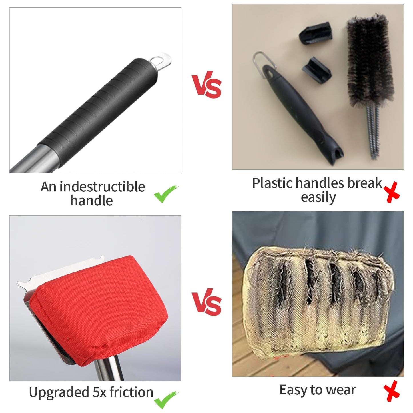 XUDAKAIXIN Grill Brush Bristle Free,BBQ Replaceable Scraper Cleaning Head,Safe Grill Accessories for Cast Iron Grates/Porcelain/Weber Gas/Charcoal Grill,Grill Brush for Outdoor Grill-Red