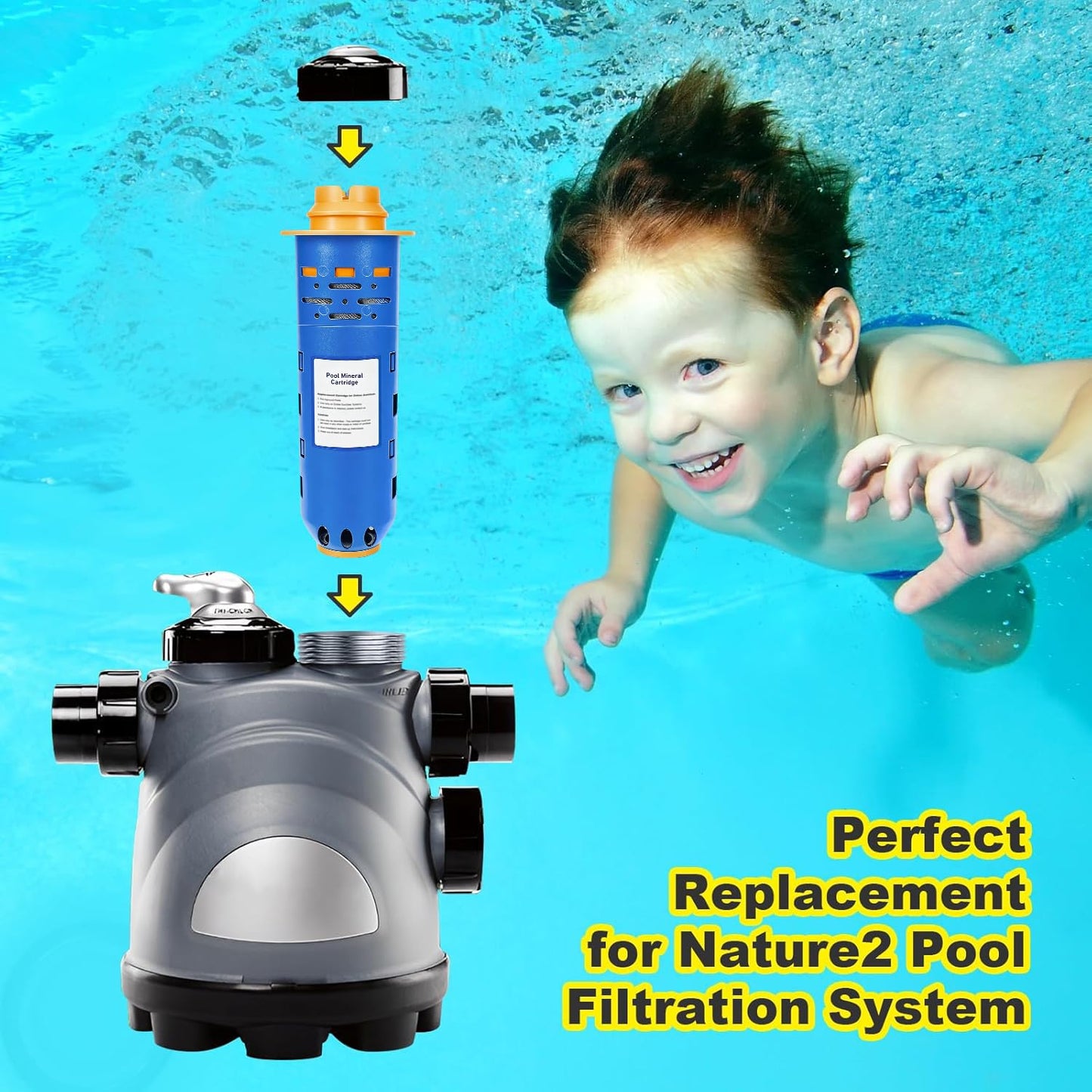 Replacement W28000 W28001 W28002 for Nature2 Duoclear 25 35 Pool Mineral Cartridge for Zodiac DuoClear Fusion, Fusion Soft, Vision Pro System Inground, Blue