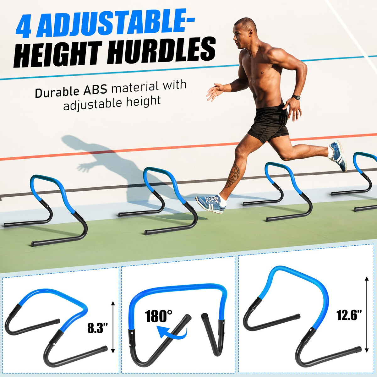 Agility Speed Training Equipment Set - 20ft Speed Ladder, 12 Cones, 4 Adjustable Hurdles, Jump Rope, Parachute, 3 Resistance Bands | Ideal for Basketball, Football, Soccer, for Kids, Youth, Adults