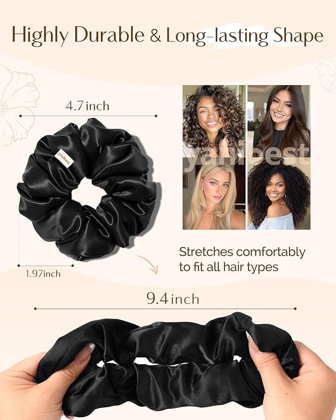 Yanibest 8 Pcs Satin Scrunchies - Silk Scrunchies Ponytail Holders, Soft Satin Hair Ties No Damage, Hair Accessories for Women