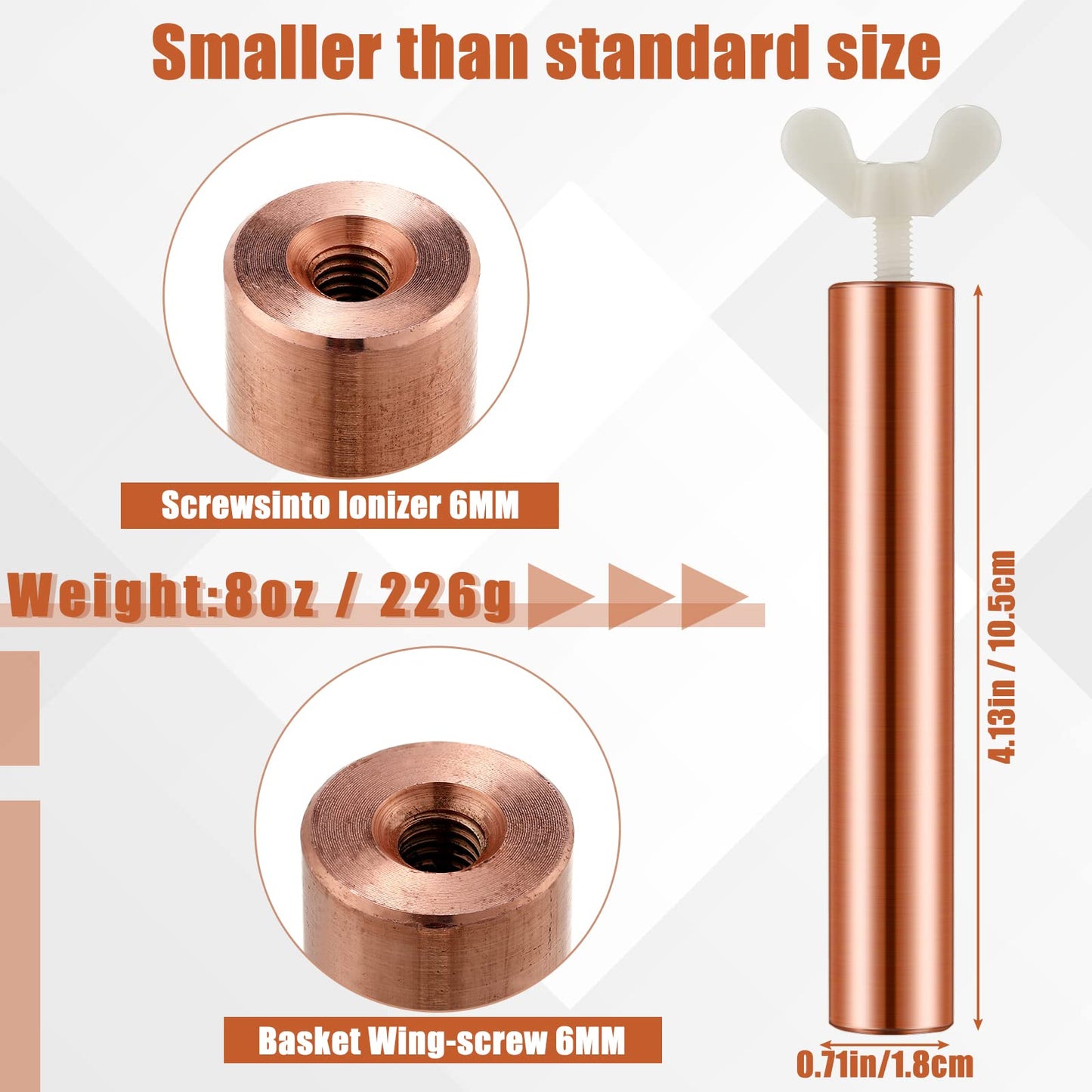 Kittmip Solar Copper Anode Copper Replacement L=4.13" D=0.71" for Solar Pool Ionizer Chlorine Cost Save for Reduce Irritations Cleans and Clears Your Pool (2)