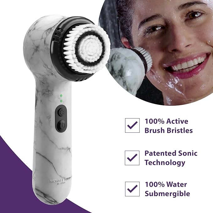 Michael Todd Beauty Soniclear Allure 2024 Best of Beauty Winner Facial Cleansing + Exfoliation Brush System with Antimicrobial Protected Bristles, 4 speeds, Serum Infusion Head + Travel Case