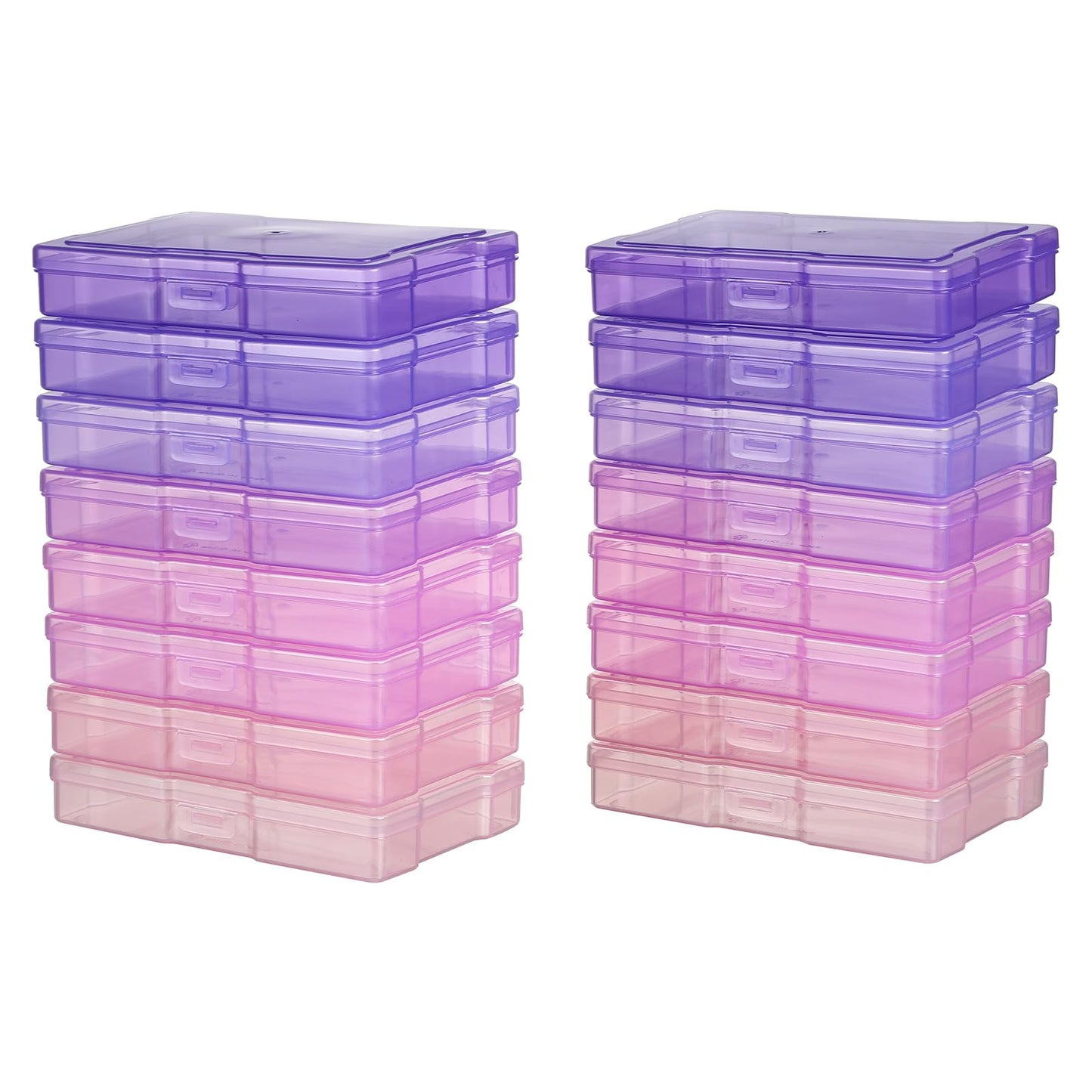 novelinks Transparent 4" x 6" Photo Cases and Clear Craft Keeper with Handle, 16 Inner Photo Organizers & Photo Storage Box, Plastic Photo Storage Containers (Pink Purple Gradient)