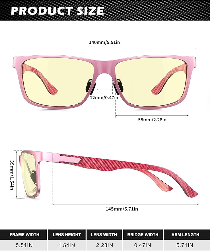 ANYLUV Carbon Fiber Reading Glasses for Men Women, Blue Light Blocking Computer Readers, Anti Glare Spring Hinge
