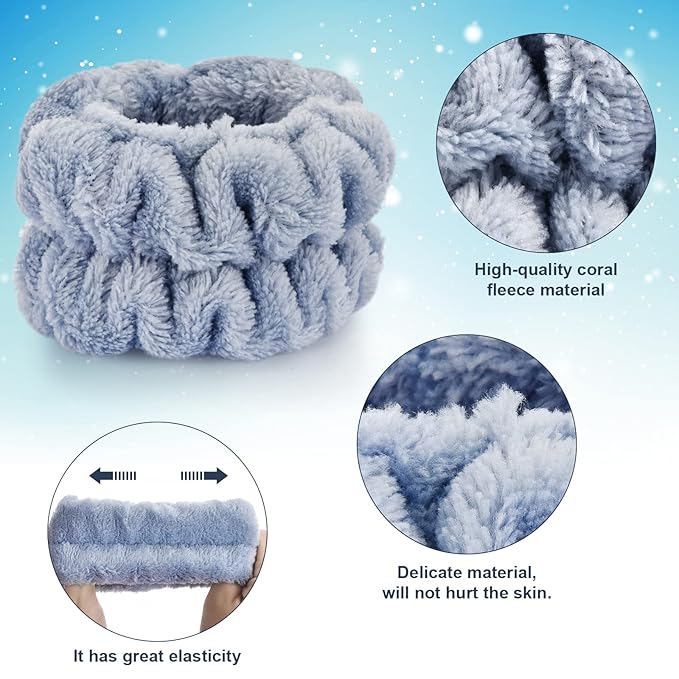 2 Pcs Wrist Bands for Washing Face-Dorbetar, Microfiber Wrist Towels for Washing Face, Spa Wristbands for Washing Face, Face Wash Wristbands, Arm Bands for Washing Face for Woman and Children