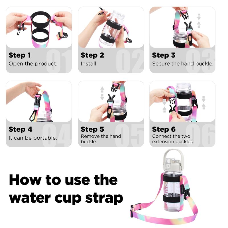 EasyAcc Water Bottle Holder Strap Sling, for Owala FreeSip 24 32 40 oz, Hydro Flask, Cirkul, Yeti, Stanley Flip, Universal Water Bottles, with Carabiner, for Walking Curise Travel (Bottle Excluded)