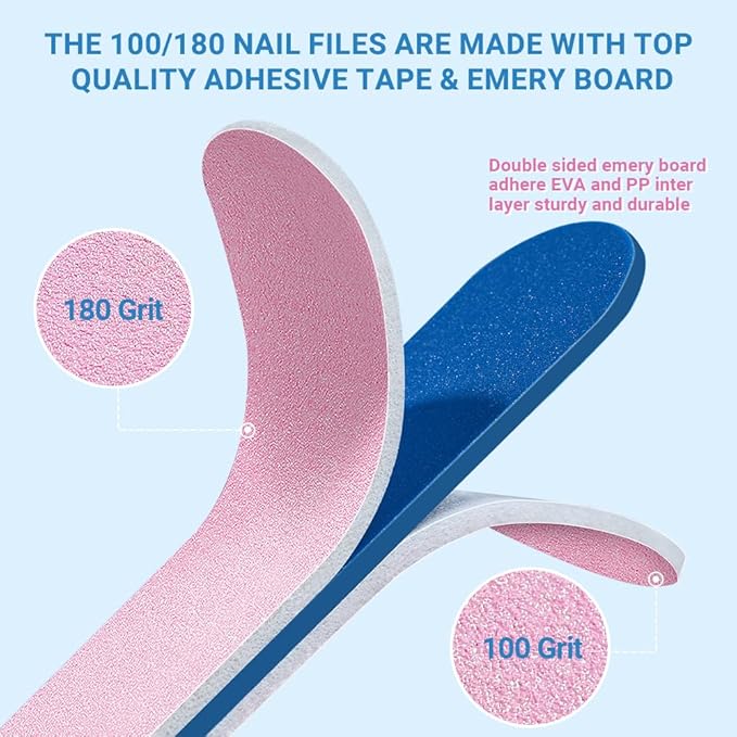 TsMADDTs Nail Buffers and Files, 6 pcs Buffer Blocks, 6 pcs 100 180 Grit Files, Professional Manicure Tools Kit, Nail Care Tools Kit for Women