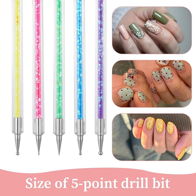 10Pcs Nail Art Brush Set, Nail Art Sculpture Pen Dual Tipped Silicone Nail Tools Acrylic Gel Nail Brush Crystal Handle Liner Brushes Rhinestone Nail Polish Carving Pen Nail Art Tools for Home Salon