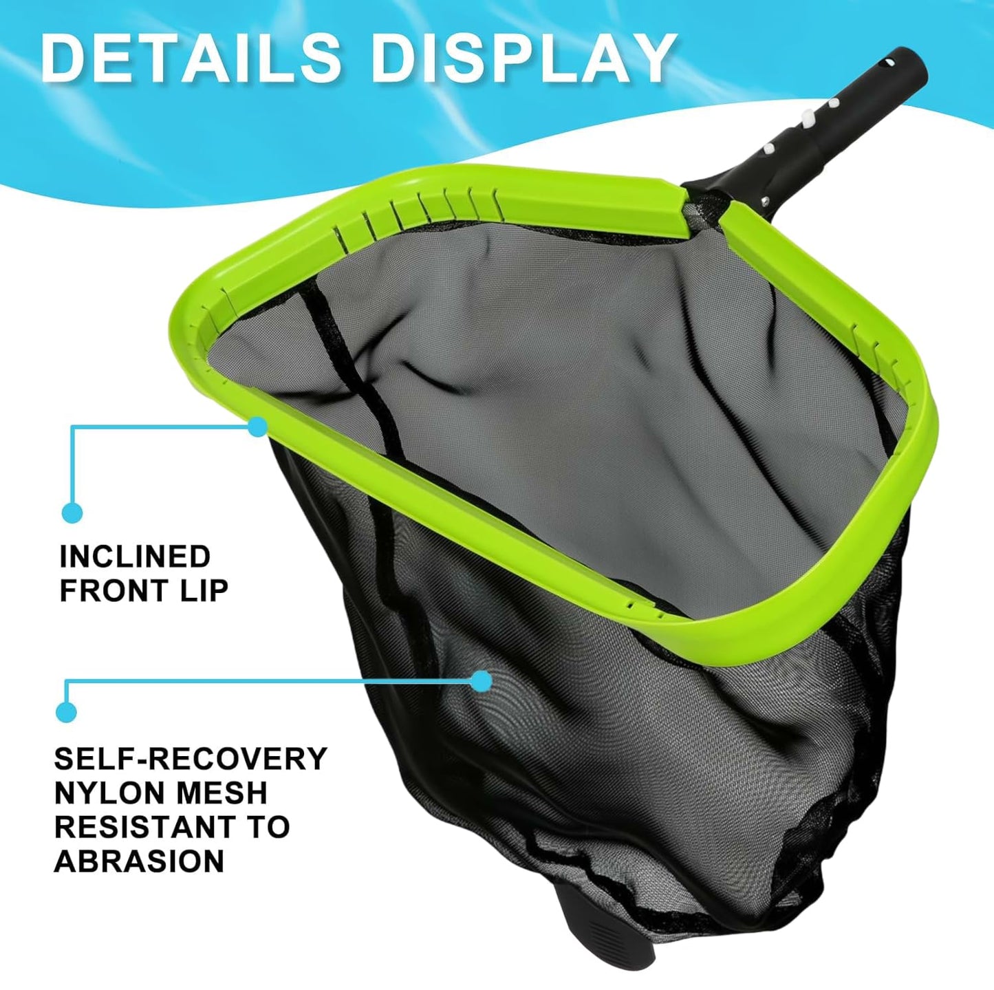 Sepetrel Pool Net,20 Inch Professional Swimming Pool Leaf Skimmer Nets for Cleaning with Nylon Deep Bag,Heavy Duty Aluminum Frame & Handle Rake(Pole Not Included)