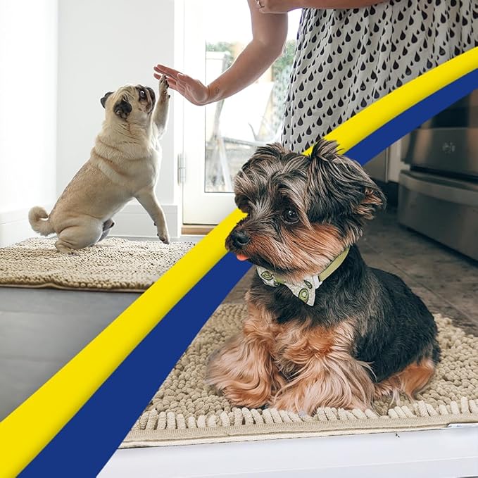 Muddy Mat® | Super Absorbent Door Mat Indoor, Microfiber Quick Dry Chenille Entryway Rug, Non-Slip Front Door Mat, Indoor Mats for Entryway, Machine Washable Pet Rug, Beige 59"x24"