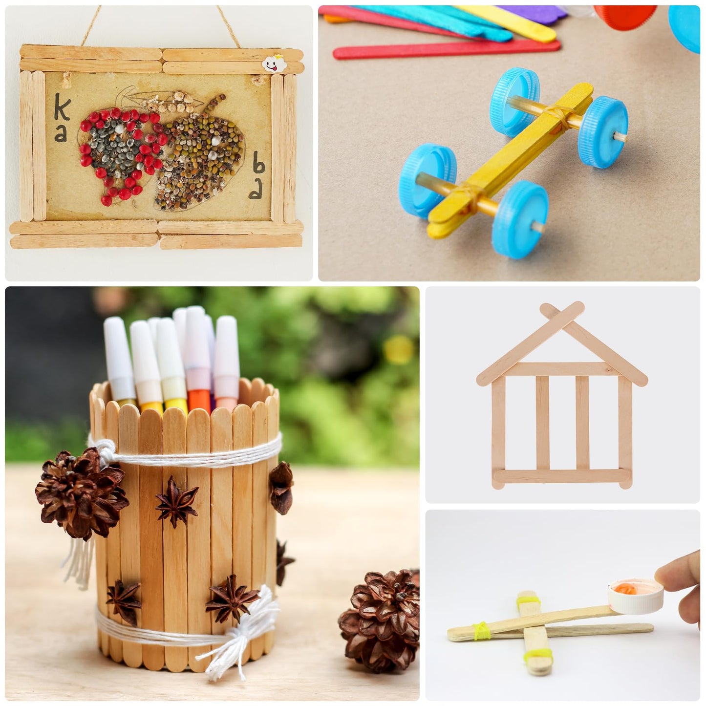 VEIDIA 2000 Pcs 4.5" Wooden Craft Sticks, Ice Cream Sticks,Natural Wood Popsicle Stick for Waxing, DIY Wood Crafts, Hair Removal and Waxing Supplies, Paint Stirrer, Art Projects and Ice Pop Sticks