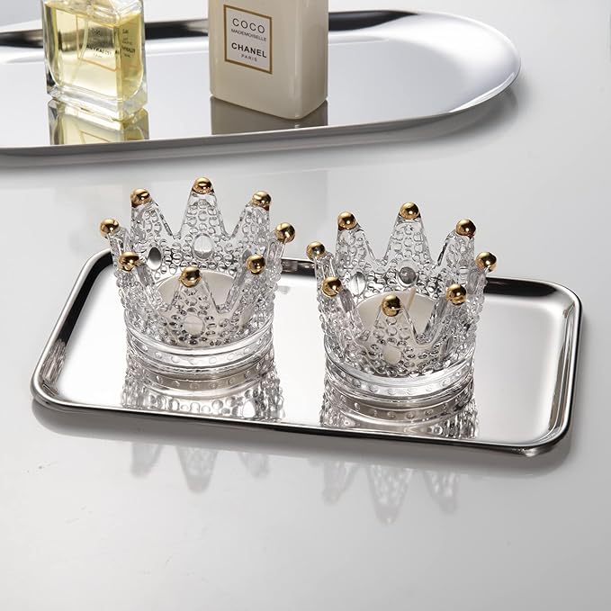 IMEEA Small Stainless Steel Tray, SUS304 Stainless Steel Vanity Tray for Jewelry, Perfume, Keys, Compact Bathroom Countertop Organizer, 8 x 4.64 Inch