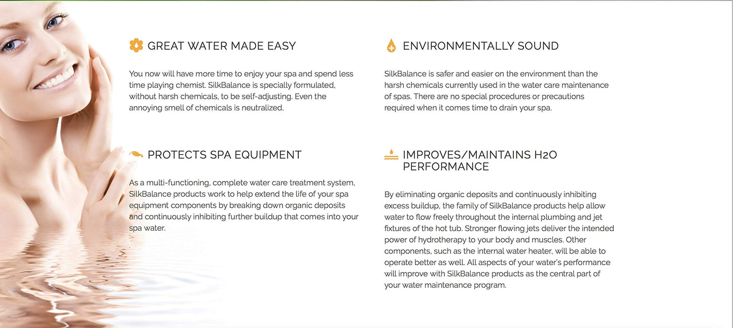 Natural Hot Tub Water Care - 4-Month Supply - Weekly Spa Maintenance -Balancer, Clarifier, Conditioner - Simple, Soft, & Safe Water