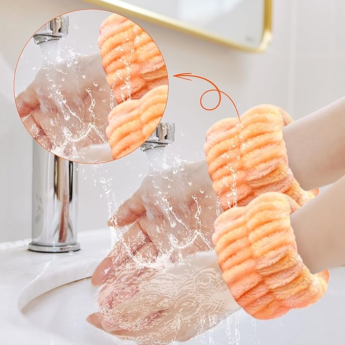 8pcs Wrist Bands for Washing Face Wash Wristbands Wrist Towels Arm Bands for Skincare Makeup Wrist Cuffs Spa Wrist Scrunchies