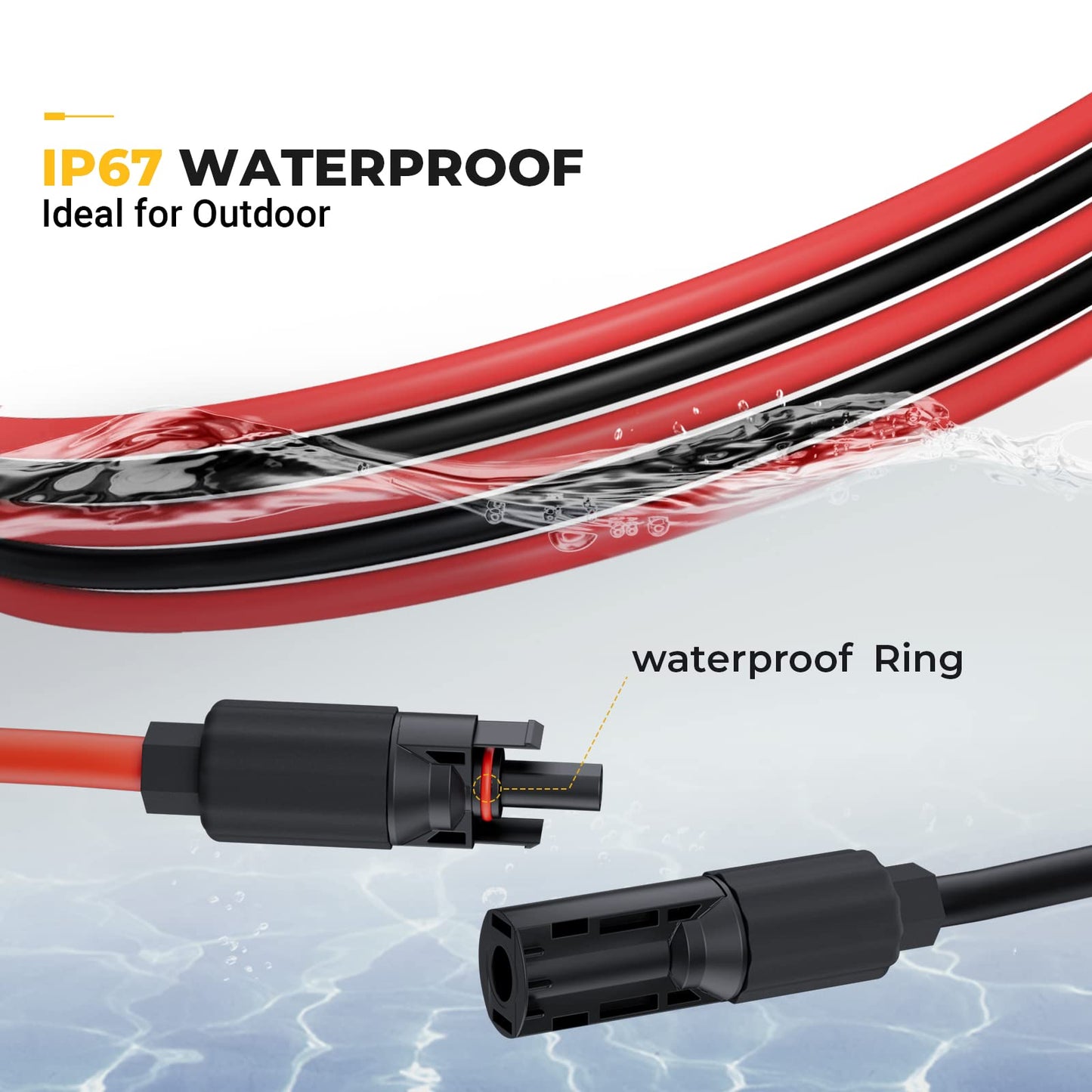 BougeRV 30 Feet 8AWG Solar Extension Cable with Female and Male Connector with Extra Pair of Connectors Solar Panel Adaptor Kit Tool (30FT Red + 30FT Black)