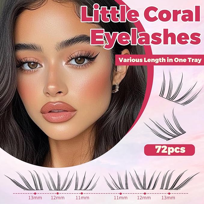 Lash Clusters Kit-Cluster Eyelash Extensions. Volume Lash Clusters. Eyelash Extension Kit. Wispy Lash With Spikes Diy False Extension Kit (croal kit 72pcs)