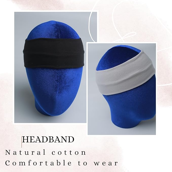 6 Pcs Black Headbands for Women Hair Cotton Headband Non-slip Stretchy Elastic Head Wrap Holder Hair Accessories Black Grey Color