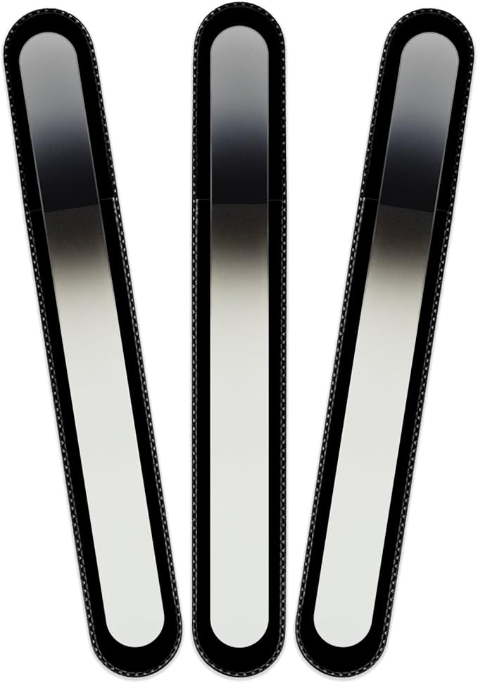 Mont Bleu Rainbow Crystal Nail File in Black Pouch - Large/Professional Size - Czech Tempered Glass - Handmade in Bohemia (Czech Republic)