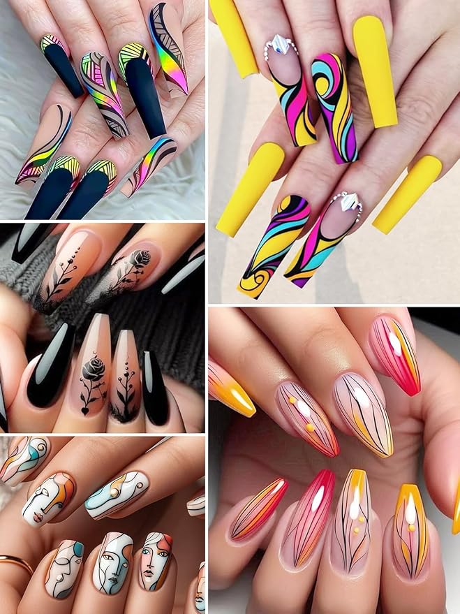 12 Color Acrylic Paint Pen Set, Kalolary Nail Art Polish Pens Nail Point Graffiti Dotting Pen Drawing Painting Liner Brush for DIY Nail Art Beauty Adorn Manicure Tools