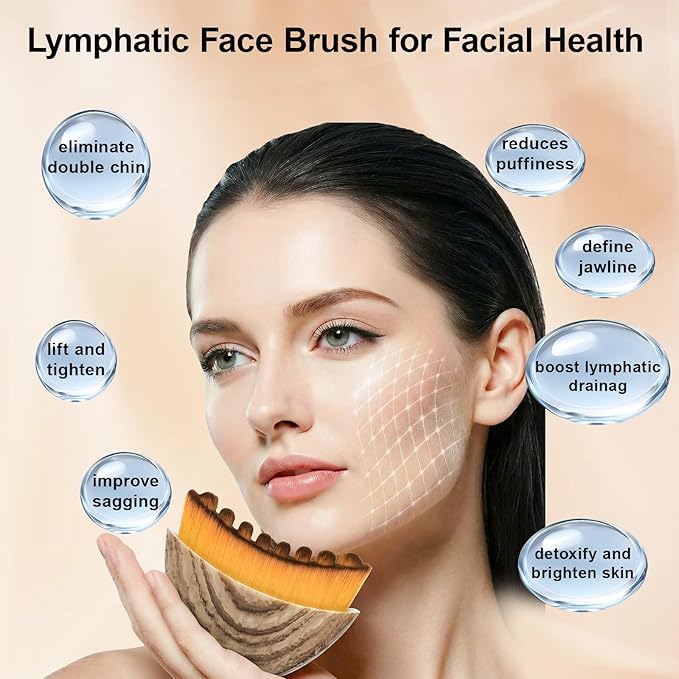 Lymphatic Contour Face Brush for Sculpting, Lymphatic Face Brush for Drainage, Lymphatic Brush for Eliminate Double Chin and Reduce Puffiness, Women Skin Lymphatic and Gua Sha Brush