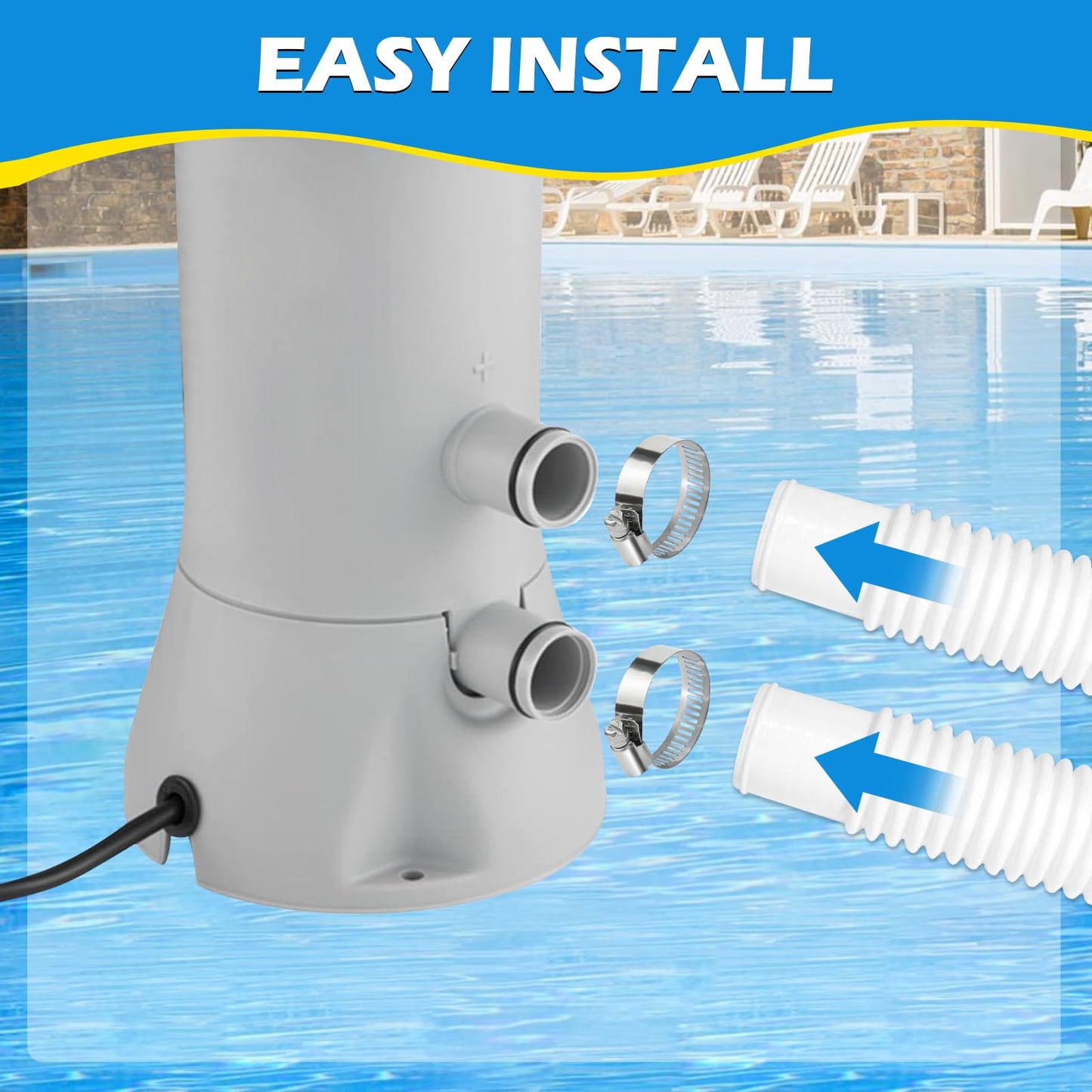 4 Pcs 1.25" Pool Hose, 59" Long Accessory Pool Pump Replacement Hoses, Compatible with All Above Ground Pool Filter Pumps that Use 1 1/4 Diameter Hoses