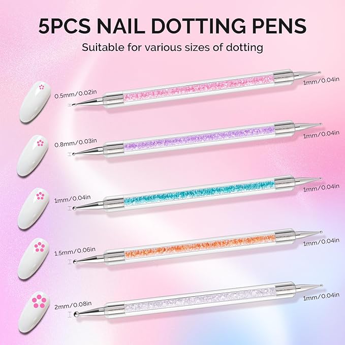 MelodySusie 10Pcs Nail Art Sculpture Pen and Acrylic Nail Dotting Pen Acrylic Dual Tipped Brushes for Resin Nail Art Tools for Design Nail Foil Carving Drawing Effect Shaping Drawing Nail Tools