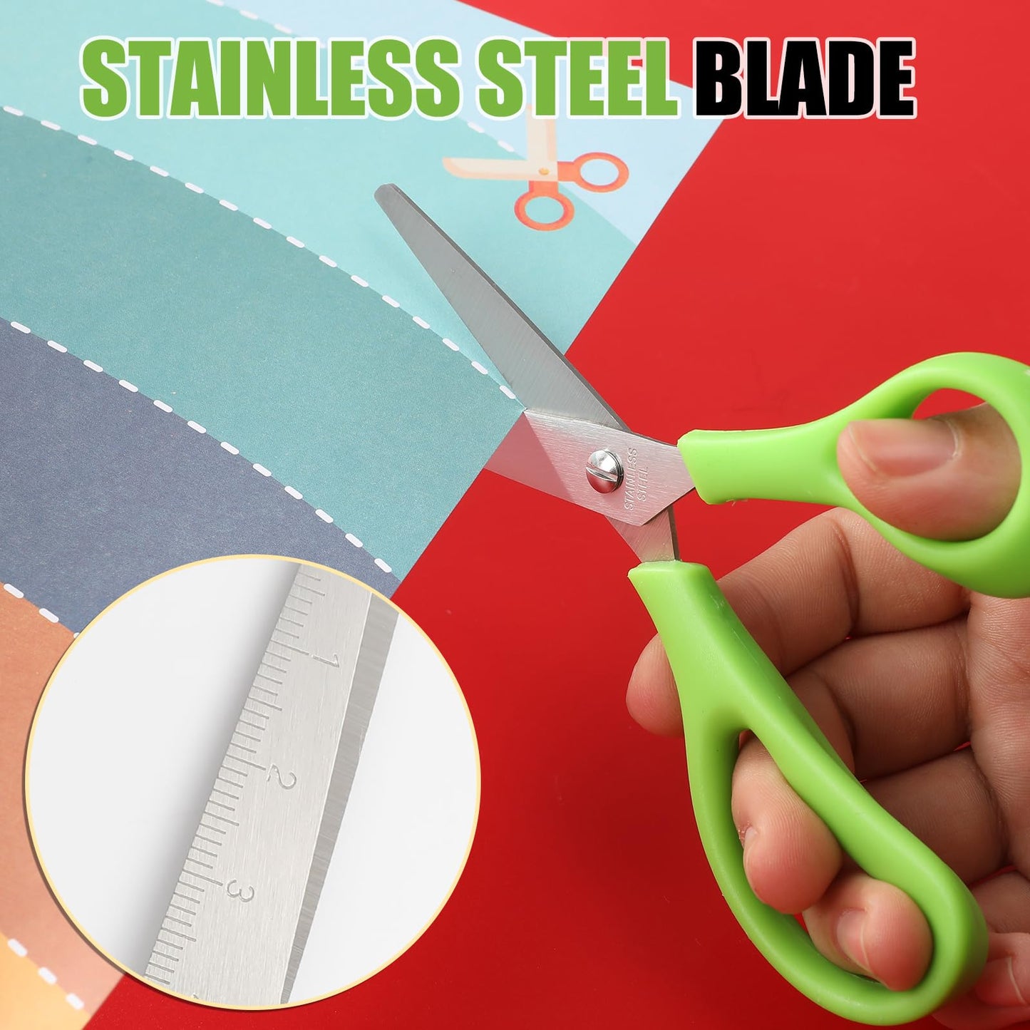 BURVAGY 24Pack 5.5" Safety Small School Kids Student Round Blunt Tip Craft Scissors Bulk, Stainless Steel Blades Comfort Grip Scissors for Kid Children Kindergarten Cutting Paper