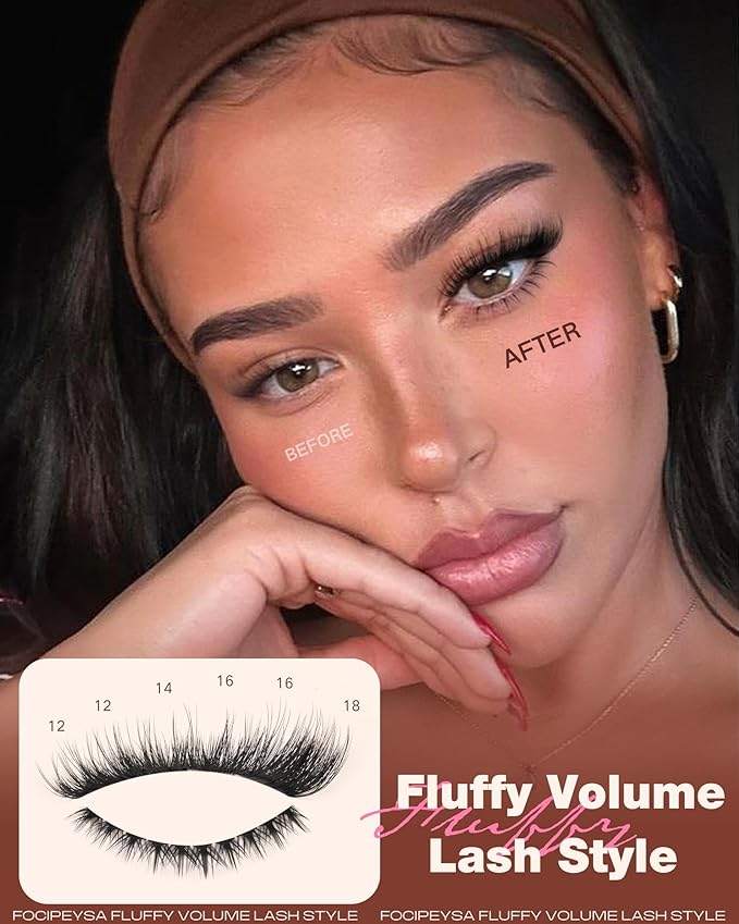 Fluffy Lash Clusters Wispy Eyelash Clusters Natural Lash Clusters Volume DIY Eyelash Extensions 12-18mm with Bottom Lashes Soft Thin Band Individual Lashes for Dramatic Look by Focipeysa Lashes