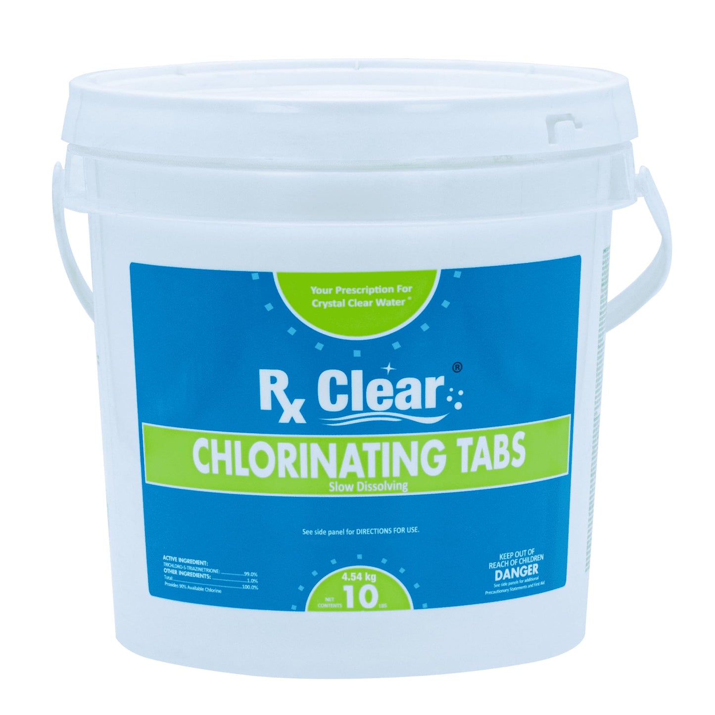 Rx Clear 3" Inch Chlorine Tabs | 10 Pounds | Individual Stabilized Chlorinating Tablets for Sanitizing Swimming Pools | Long Lasting, Slow Dissolving, and UV Protected