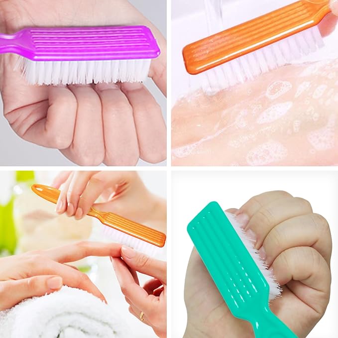 HOFASON 6 Pack Nail Brush for Cleaning Fingernails, Nail Brush Handle Grip Brush for Nail and Toenail Foot, Nail Dust Brush Manicure Pedicure Tools Scrubbing Brush Women Men Home Salon (Bright Colors)