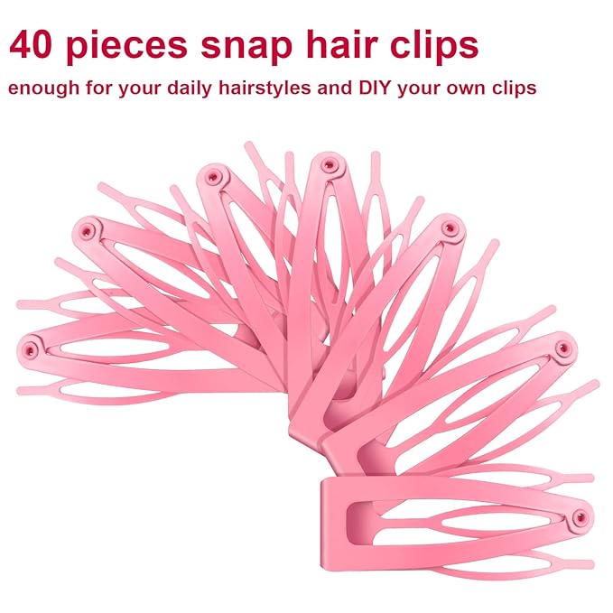 Chinco 24 Pcs Double Grip Hair Clips Metal Snap Clips Women Barrettes for Hair Making, Salon Supplies(Pink,2 Inch)