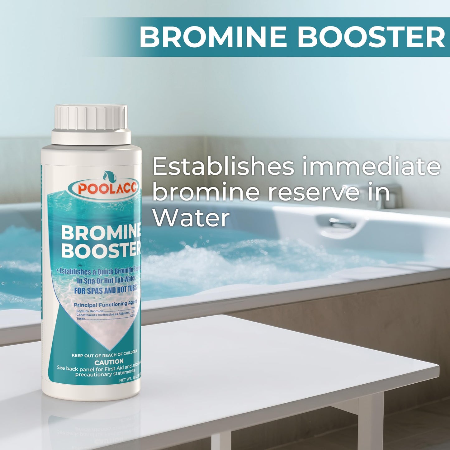 1.8LB Bromine Booster for Hot Tubs & Spas | Fast-Acting Sodium Bromide to Build Bromide Reserve | Compatible with Bromine Sanitizers | Bromine Tablets Companion | Reduce Chemical Use & Odor