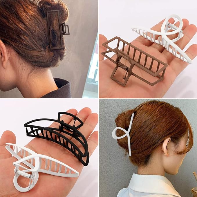 Large Metal Hair Clips for Thick and Long Hair - Butterfly Claw Clips and Big Jaw Clamps for Hair Styling, Accessories for Women (5 Colors)