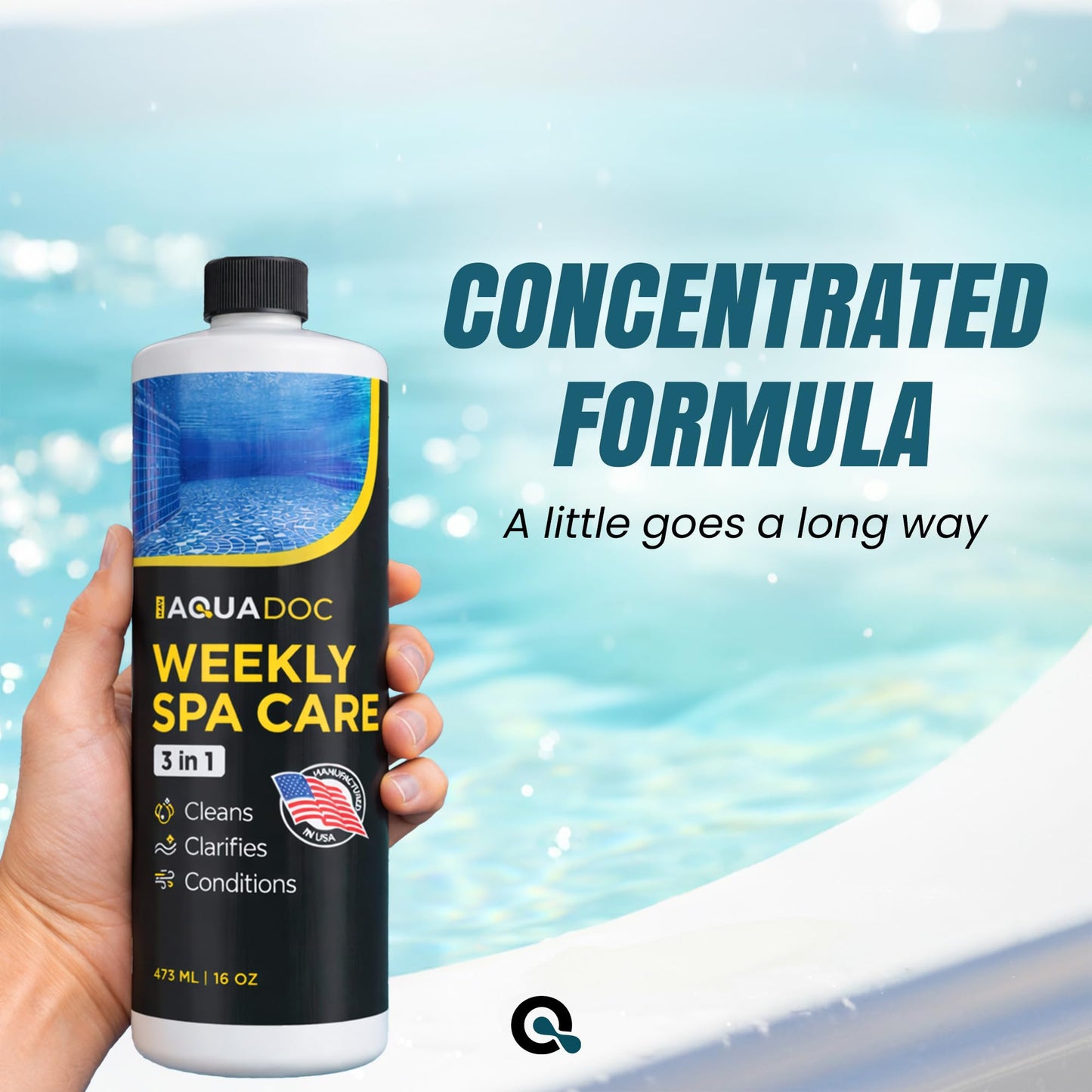 AquaDoc 3 in 1 Hot Tub Weekly Care - Concentrated Spa Water Conditioning Treatment with Cleaner and Clarifier Support to Help Reduce Residue and Improve Water Appearance - Made in USA - 16 oz